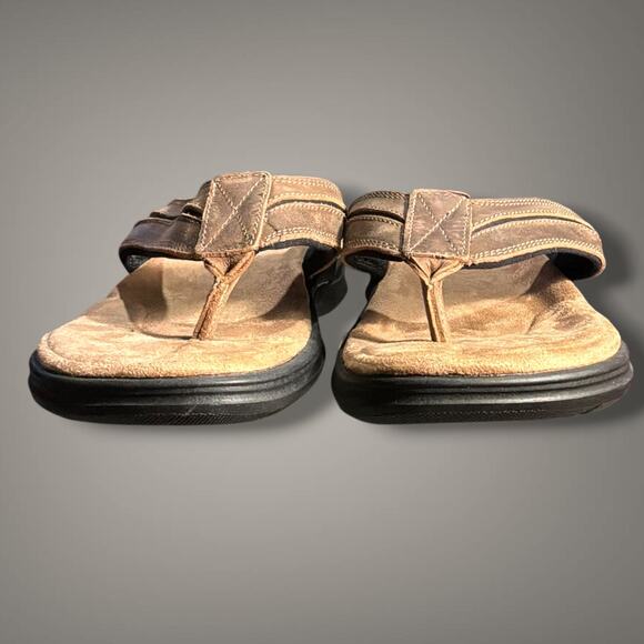 Men\'s J. MURPHY Brown Leather Memory Foam Flip Flop Sandals Like New main image 9
